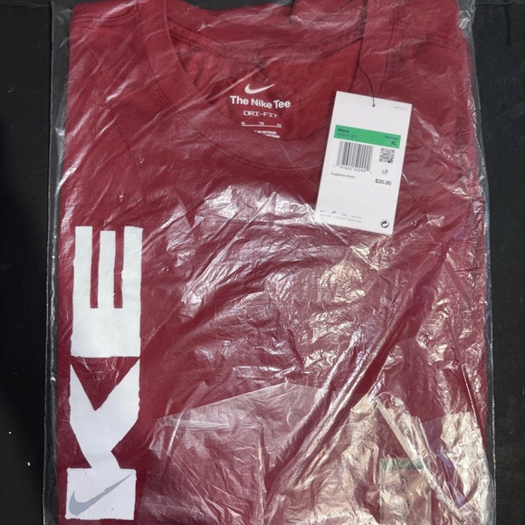 Nike Men's Red Tee with White Logo - Picture 2 of 3